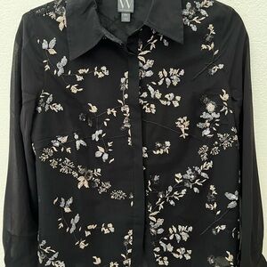 Worthington Black Embroidered Shirt